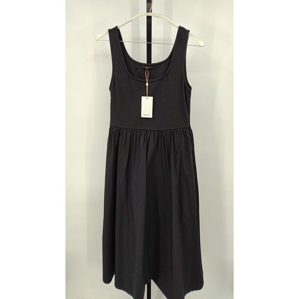Quince Black Mixed Media Sleeveless Dress
